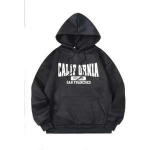 Leone Koleksiyon Siyah Calıfornıa Baskılı Sweatshirt