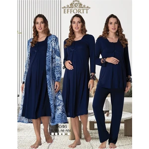 Effortt Kadın Lohusa Hamile Sabahlıklı Gecelik ve Pijama Takımı 4'lü Set 9046