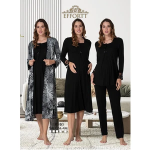 Effortt Kadın Lohusa Hamile Sabahlıklı Gecelik ve Pijama Takımı 4'lü Set 9046