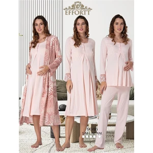 Effortt Kadın Lohusa Hamile Sabahlıklı Gecelik ve Pijama Takımı 4'lü Set 9046