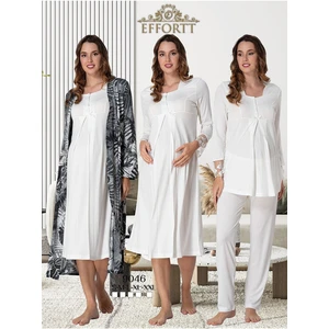 Effortt Kadın Lohusa Hamile Sabahlıklı Gecelik ve Pijama Takımı 4'lü Set 9046