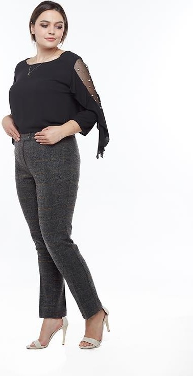 Moda Berray 2555-2 Kareli Dar Kalıp Büyük Beden Pantolon Antrasit