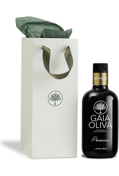 Gaia Oliva Premium Ayvalık Erken Hasat Natürel Sızma Zeytinyağı ve El Yapımı Çiçekli Seti (Yeni Hasat)
