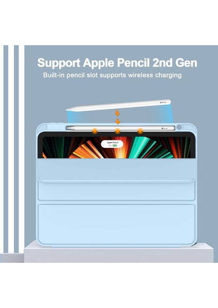 Apple iPad Pro 12.9 6. Nesil 5. Nesil Kılıf Pen Charge Kalem Bölmeli A2378 A2379 A2461 A2462 2022 A2436 A2437 A2764 A2766