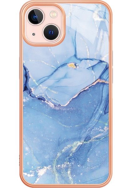 Apple iPhone 13 Mini 5.4 İnç Tarzı E Mermer Desen Imd Telefon Kılıfı Elektraplama Çerçevesi 2.0mm Koruyucu Tpu Arka Kapak (Yurt Dışından)