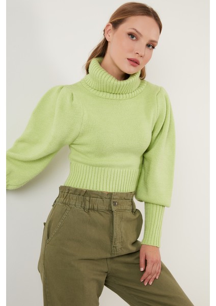 Kol Detaylı Boğazlı Yaka Kazak Bayan Kazak 63622534