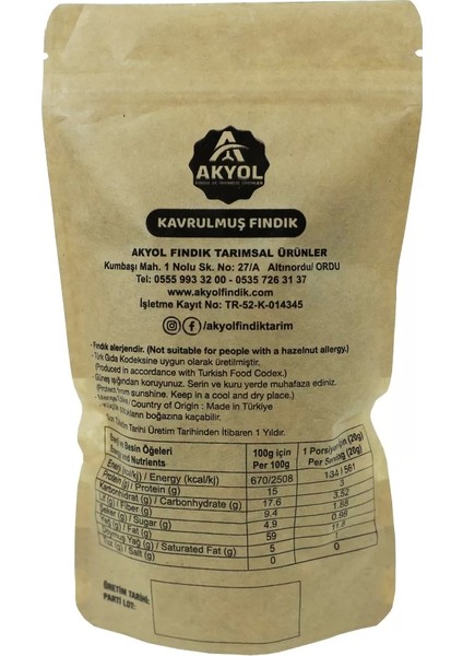 Kavrulmuş Fındık İçi 250 gr