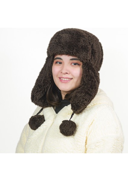 Kadın Kürklü Kulaklıklı Peluş Şapka,bere