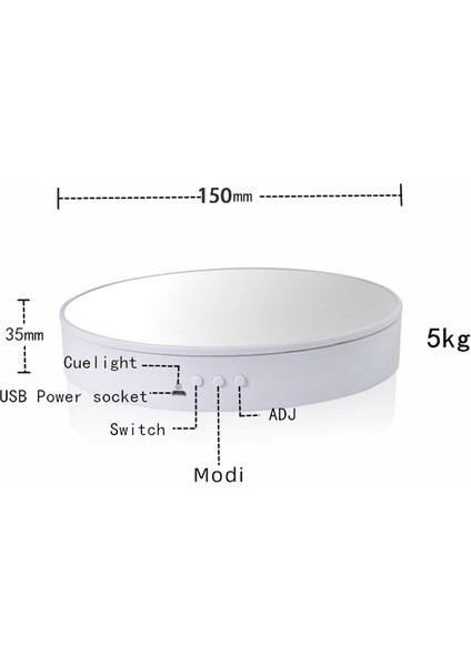15 cm. Ayarlanabilir Hız Döndürme Ekran Standı Sahne Pikapları - Beyaz Kadife (Yurt Dışından) modelleri