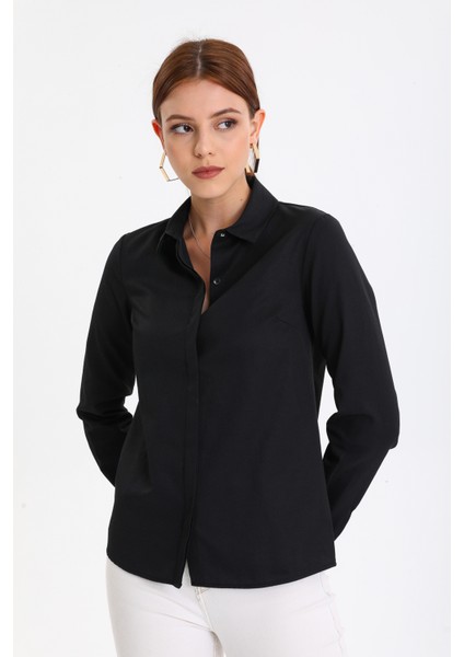 Kadın Klasik Fitilli Likralı Gömlek modelleri