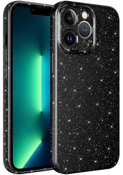 iPhone 13 Pro Max Kılıf Kamera Korumalı Simli Parıltılı Lüks