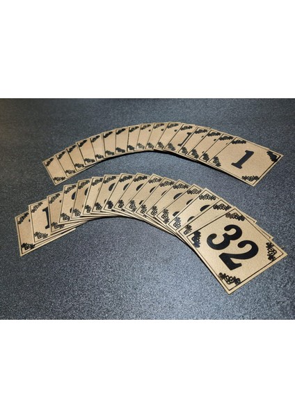 Kapı Numarası 6x6 cm No 1'den 32YE Yapışkanlı Metalik Altınsarı Üzeri Siyah Baskı
