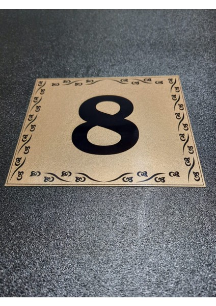 Kapı Numarası 10X12 cm Yapışkanlı No 8 Metalik Altınsarı