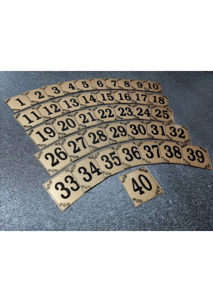 Kapı Numaraları 3x3 cm Metalik Altınsarı Üzeri Siyah Baskı Yapışkanlı No 1 Den 40 E