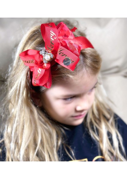 Yeni Yıl Yılbaşı Lüks Saten Süslü Kristal Taşlı Ayıcık Yıldız Fiyonklu Kurdele Taç Kadın Çocuk Tacı