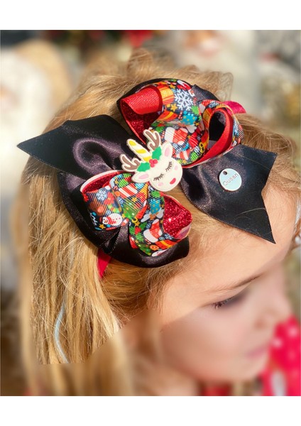 Yılbaşı Özel Christmas Geyikli Simli Norl Baba Lüks Katlı Fiyonk Kadife Taç Yetişkin Çocuk Tacı