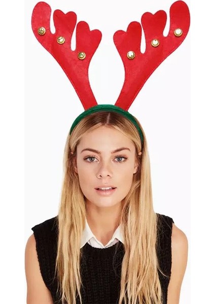 Yeni Yıl Yılbaşı Büyük Zilli Noel Baba Geyik Boynuzlu Taç Yetişkin Çocuk