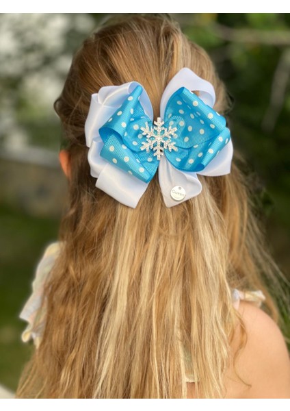 Yeni Lüks Elsa Anna Frozen Kristal Kar Tanesi Taş Broşlu Toka Puantiye Fiyonklu Çocuk Yetişkin Toka