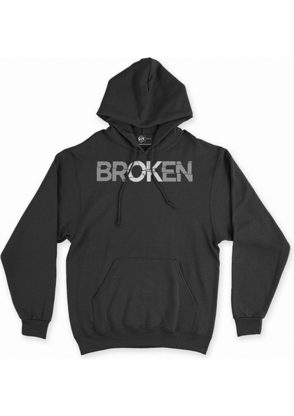 Broken Siyah Sweatshirt Hoodie