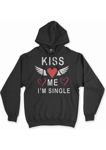 Kiss Me I Am Single Siyah Sweatshirt Hoodie