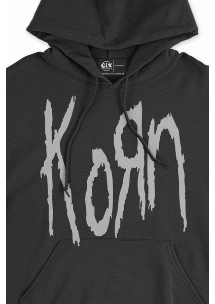 Korn Yazılı Siyah Sweatshirt Hoodie fiyatları