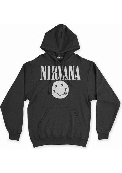 Nirvana Sarı Tasarım Siyah Sweatshirt Hoodie