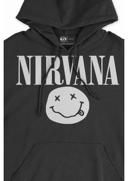 Nirvana Sarı Tasarım Siyah Sweatshirt Hoodie