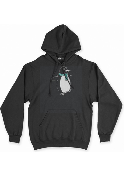 Atkılı Penguen Siyah Sweatshirt Hoodie
