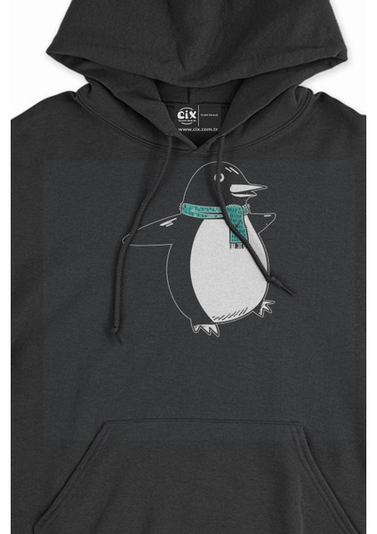 Atkılı Penguen Siyah Sweatshirt Hoodie fiyatları