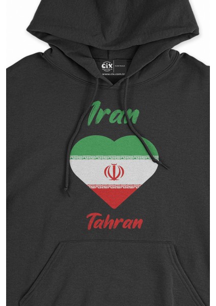 Tahran Iran Bayraklı Kalpli Siyah Sweatshirt Hoodie fiyatları