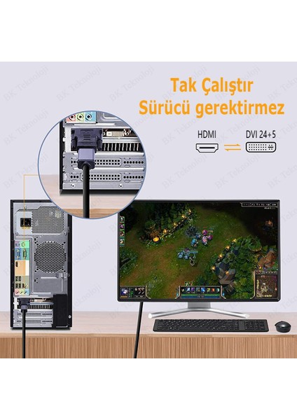 HDMI Dişi To Dvı-I (24+5) Erkek Dönüştürücü Adaptör