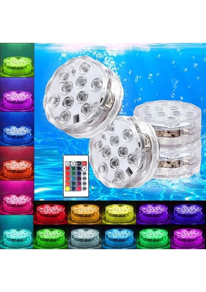 Rgb Submersible LED Light IP68 Remote Control 16 Colors Su Geçirmez Dekor Disk Işık Rgb Kumandalı Renkli LED Işık Yılbaşı Işıkları Noel Işıkları