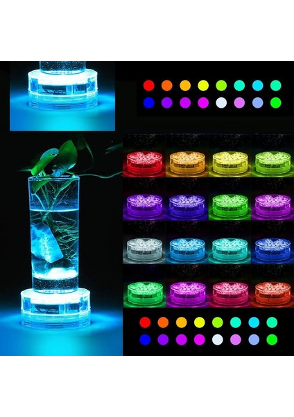 Rgb Submersible LED Light IP68 Remote Control 16 Colors Su Geçirmez Dekor Disk Işık Rgb Kumandalı Renkli LED Işık Yılbaşı Işıkları Noel Işıkları