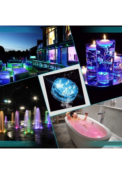 Rgb Submersible LED Light IP68 Remote Control 16 Colors Su Geçirmez Dekor Disk Işık Rgb Kumandalı Renkli LED Işık Yılbaşı Işıkları Noel Işıkları