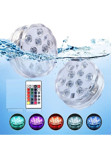 Rgb Submersible LED Light IP68 Remote Control 16 Colors Su Geçirmez Dekor Disk Işık Rgb Kumandalı Renkli LED Işık Yılbaşı Işıkları Noel Işıkları