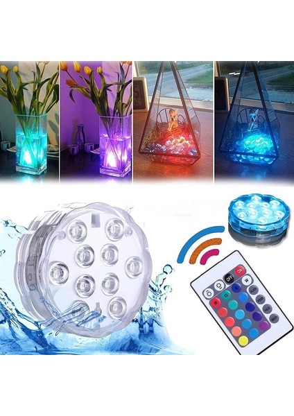 Rgb Submersible LED Light IP68 Remote Control 16 Colors Su Geçirmez Dekor Disk Işık Rgb Kumandalı Renkli LED Işık Yılbaşı Işıkları Noel Işıkları