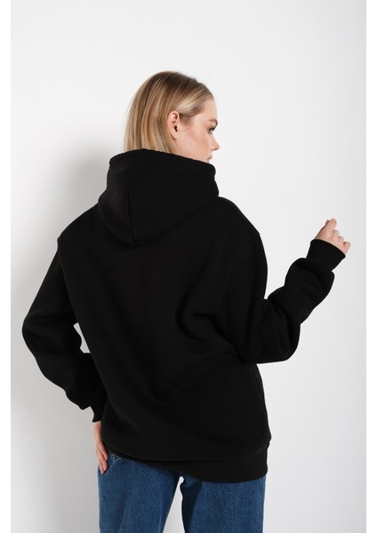 Kadın Kalp Baskılı Kapüşonlu Sweatshirt indirimleri