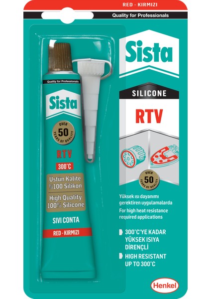 Rtv Silikon Sıvı Conta (300° C) Kırmızı 50 gr 2'li Paket