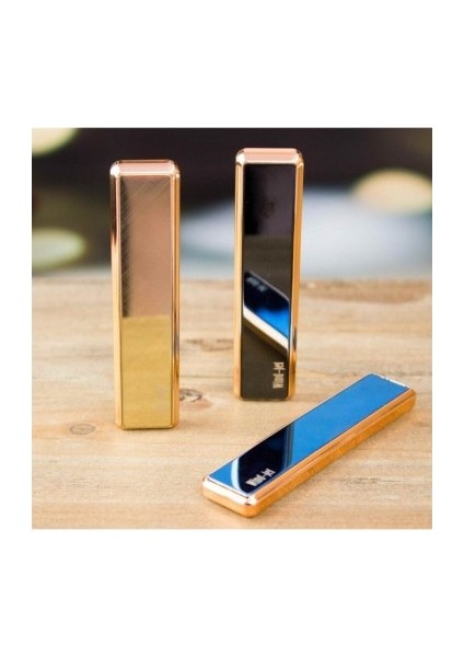 Kişiye Özel Siyah Alevsiz Şarjlı USB Kızaklı Çakmak