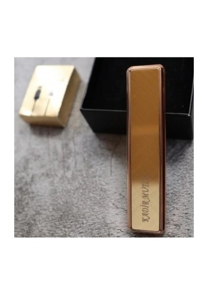Kişiye Özel Metal Sarı USB Şarjlı Çakmak
