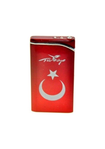 Kişiye Özel Hdmarketim Rezistanslı Rüzgarda Sönmez Metal Türk Bayraklı Çakmak Ultra Ince 5833