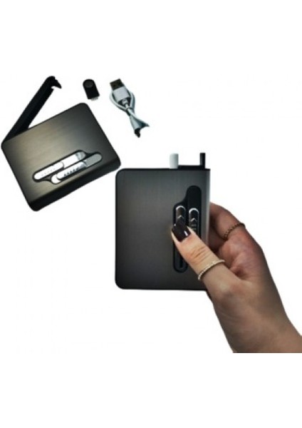 Kişiye Özel USB Şarjlı Izgaralı Sigara Çıkaran Çakmaklı Tabaka