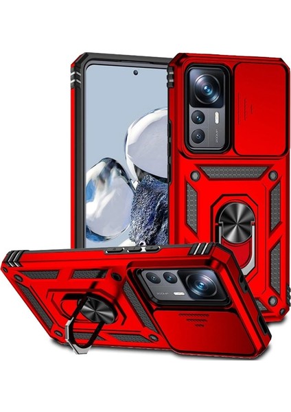 Xiaomi 12T Pro Kılıf Kamera Korumalı Sürgülü + Ekran Koruyucu