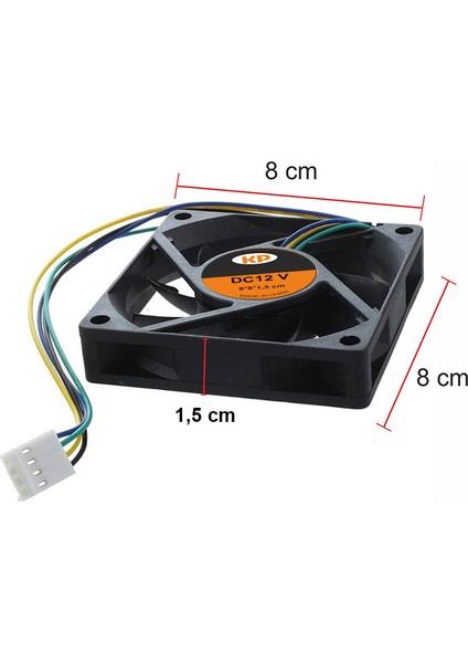 DC 8cm 12 Volt 4 Pinli Fan 8*8*1.5 cm soğutucu fan