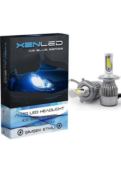 LED Xenon 12 Volt H4 Deli Mavi 1 Adet