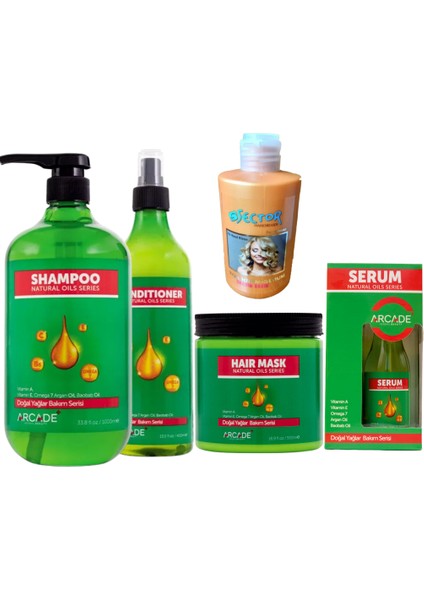 Doğal Yağlar Bakım Şampuanı 1000 Ml. 5 Li Özel Saç Bakım Seti