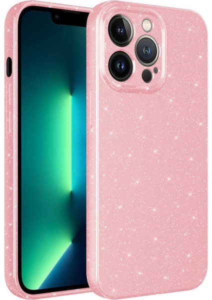 Apple iPhone 13 Pro Max Kılıf Kamera Korumalı Simli Parıltılı Lüks