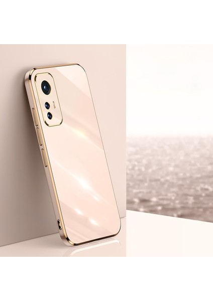 Xiaomi Mi 12T 6.67 inç Uyumlu Kılıf Kamera Korumalı Parlak Gold Kenarlı Yumuşak Silikon Kapak