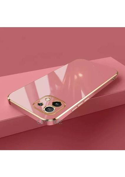 MTK Moveteck Xiaomi Mi 11 Lite 5g Uyumlu Kılıf Kamera Korumalı Parlak Gold Kenarlı Yumuşak Silikon Kapak