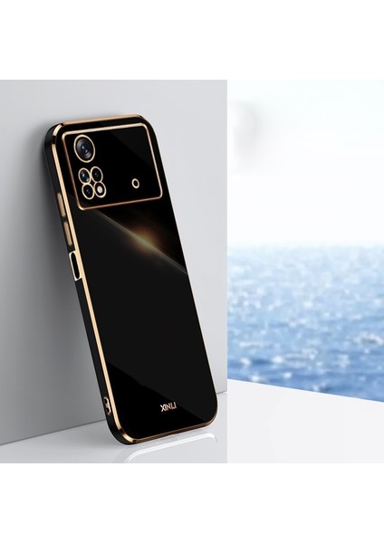 Xiaomi Poco X4 Pro 5g Uyumlu Kılıf Kamera Korumalı Parlak Gold Kenarlı Yumuşak Silikon Kapak